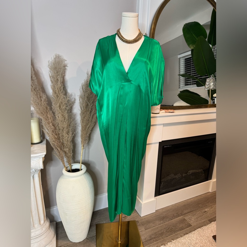 Zara Emerald Green Satin Dress